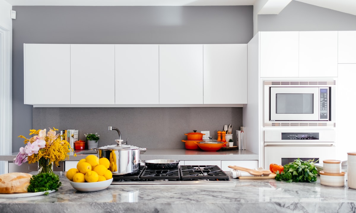 Healthy meal preparation in modern kitchen